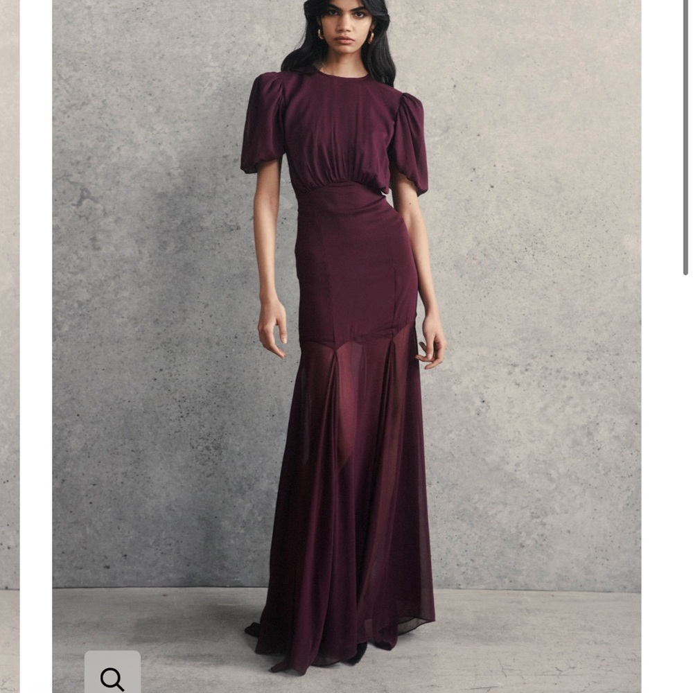 De La Vali AGUA MAXI DRESS IN MAROON CRINKLE CHIFFON